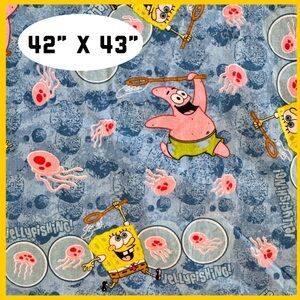 SpongeBob & Patrick Jellyfishing 2002 Vintage Cotton Fabric (42” x 43” wide)